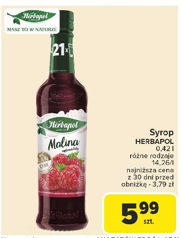 Syrop malina Herbapol promocja w Carrefour