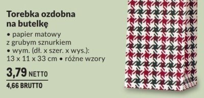 Torebka ozdobna na butelkę Canpol papier matowy z grubym sznurkiem wym. (dł. x szer. x wys.): 13 x 11 x 33 cm, różne wzory promocja w Makro