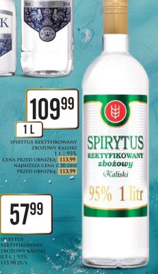 Spirytus rektyfikowany zbożowy Kaliski 1 L promocja w Dino