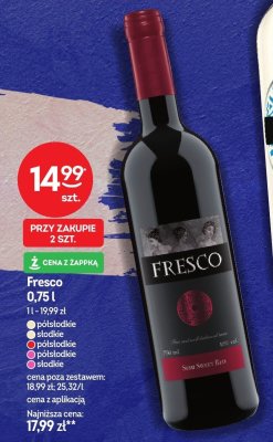 Wino Fresco półsłodkie 0,75l promocja w Żabka