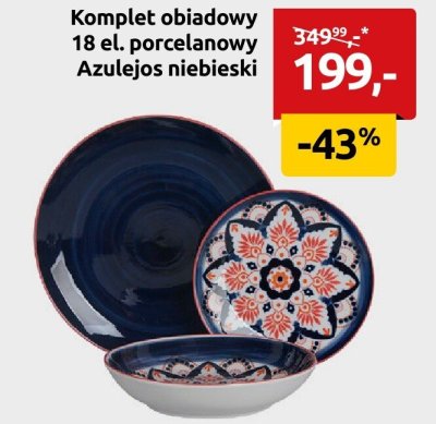 Komplet obiadowy 18 el. porcelanowy Azulejos niebieski promocja w Black Red White