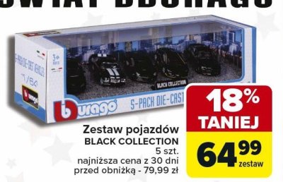Zestaw pojazdów Bburago Black Collection 5 szt. promocja w Carrefour