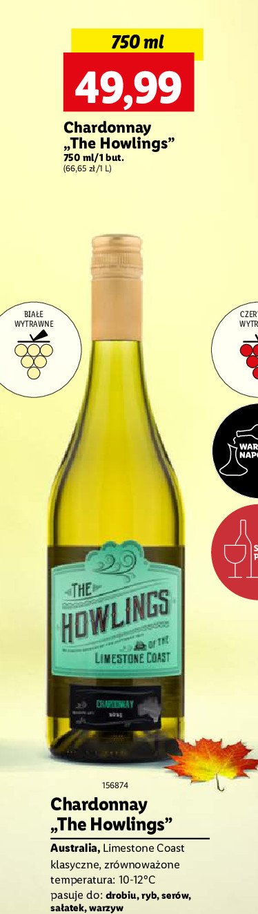 Wino wytrawne chardonnay The howlings promocja w Lidl