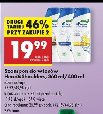 Szampon do w艂os贸w classic clean Head&shoulders promocja