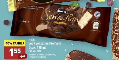 Lody waniliowe w polewie czekoladowej z migdałami Mucci sensation promocja