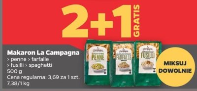 Makaron penne, farfalle, fusilli, spaghetti 2+1 GRATIS promocja w Netto