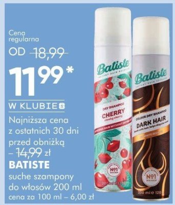 Suche szampony do włosów BATISTE, 200 ml promocja w Super-Pharm