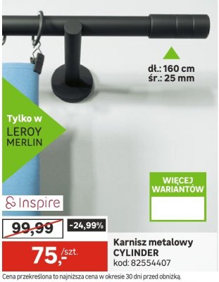 Karnisz metalowy CYLINDER promocja w Leroy Merlin