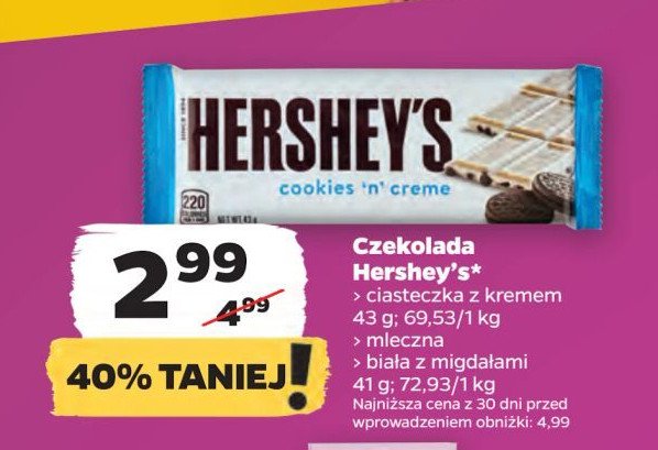 Biała czekolada z dodatkiem ciasteczek Hershey's promocja