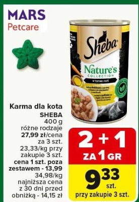 Karma dla kota SHEBA różne rodzaje 400g promocja w Carrefour