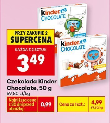 Czekolada Kinder Chocolate, 50 g promocja w Biedronka