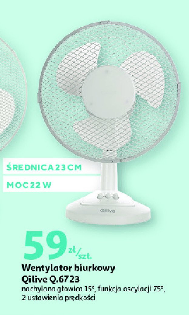 Wentylator biurkowy q.6723 Qilive promocja w Auchan