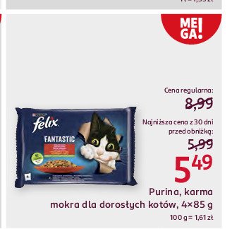 Karma dla kota wołowina i kurczak Purina felix fantastic promocja w Rossmann