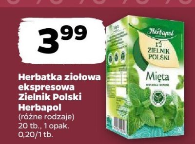 Herbatka ziołowa ekspresowa Zielnik Polski Herbapol (różne rodzaje) promocja w Netto
