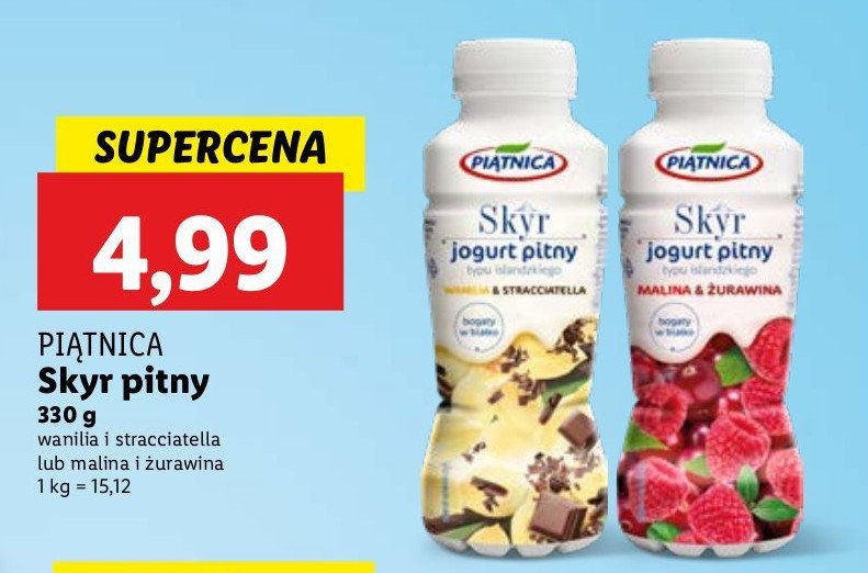 Jogurt pitny malina & żurawina Piątnica skyr promocja