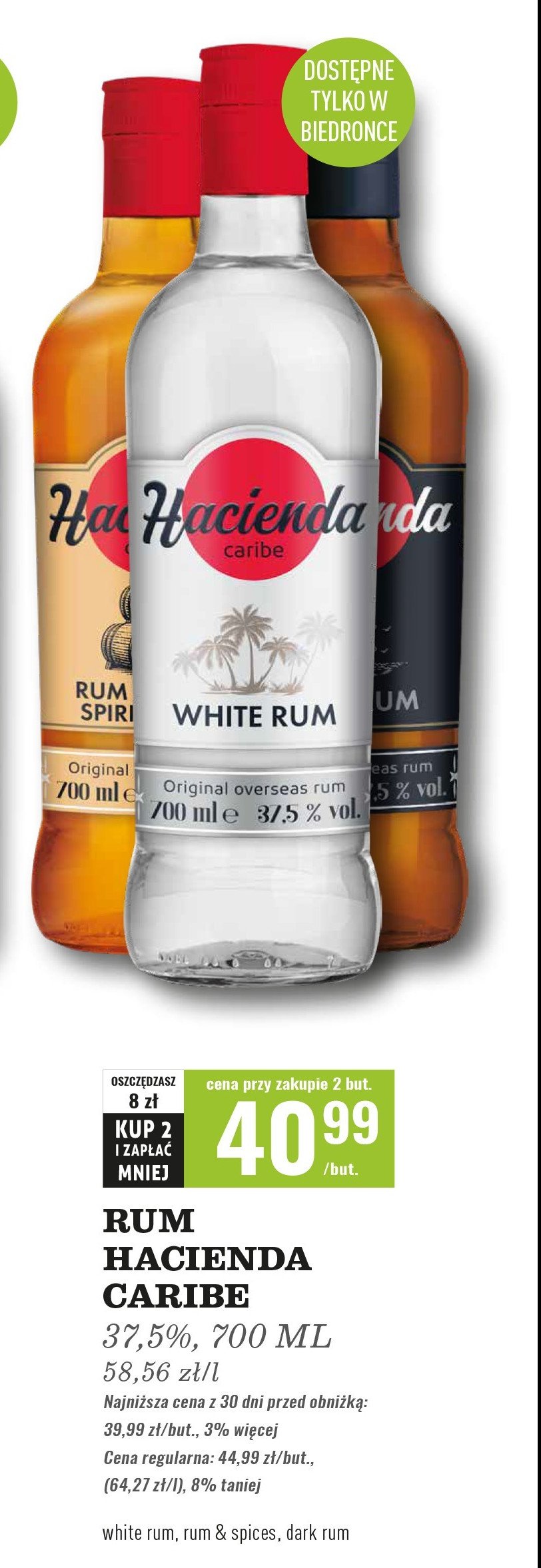 Rum Hacienda caribe dark rum promocja w Biedronka