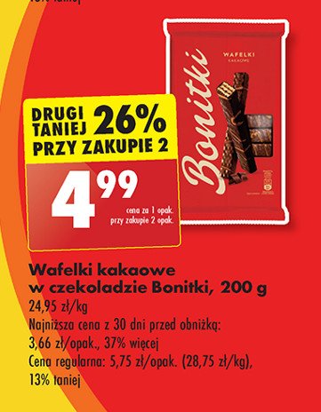 Wafelki kakaowe Bonitki promocja w Biedronka