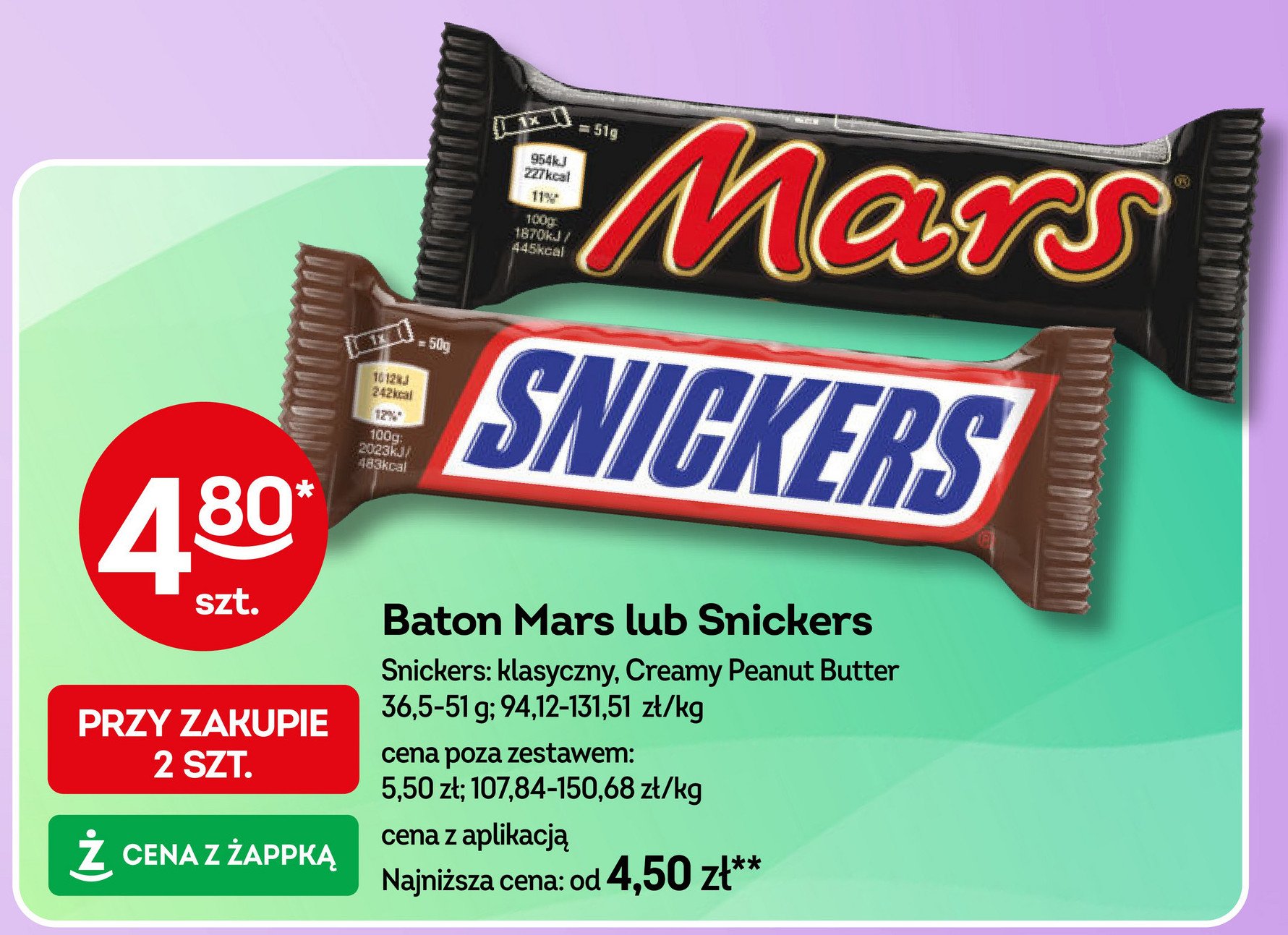 Baton Snickers creamy peanut butter promocja w Żabka