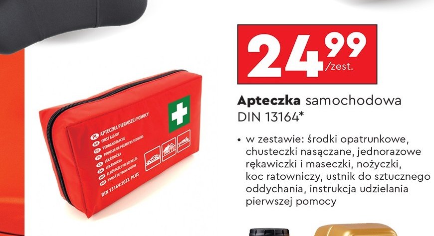 Apteczka samochodowa din 13164 promocja w Biedronka