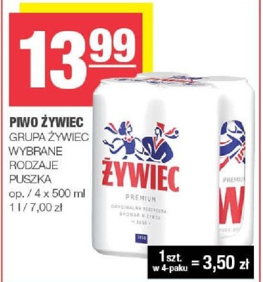 Piwo Żywiec Grupa Żywiec wybrane rodzaje puszka promocja