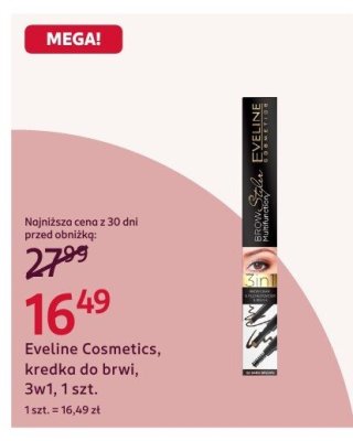 Kredka do brwi Eveline Cosmetics, 3w1, 1 szt. promocja w Rossmann