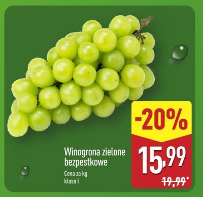 Winogrona zielone bezpestkowe promocja w Aldi