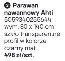 Parawan nawannowy Ahti czarny mat promocja w Castorama