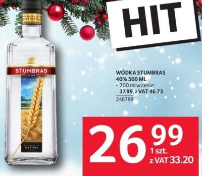 Wódka Stumbras 40% 500 ml promocja w Selgros