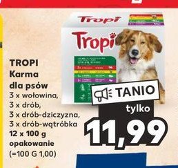 Karma dla psa wołowina + drób + drób z dziczyzną + drób z warzywami Tropi promocja