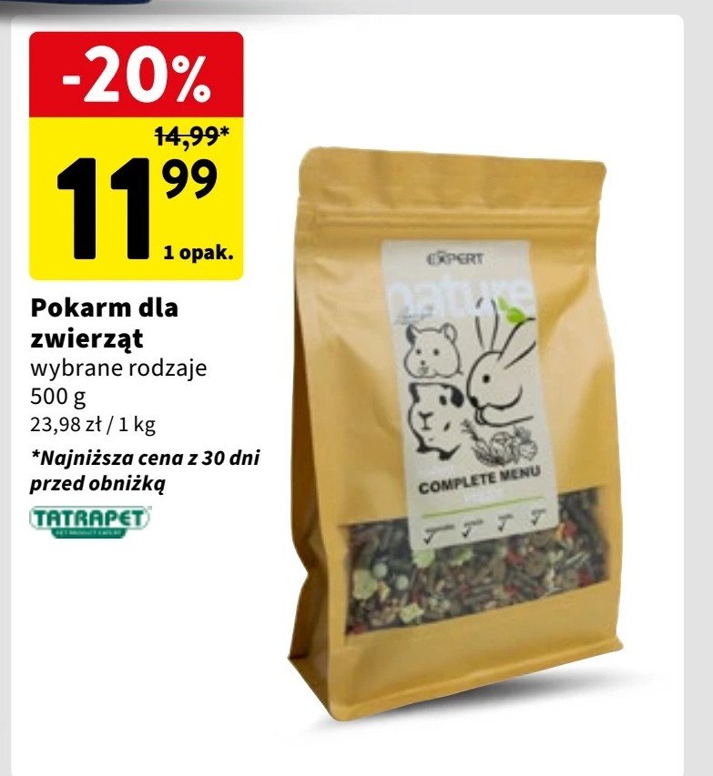 Pokarm dla gryzonii Tatrapet promocja w Intermarche