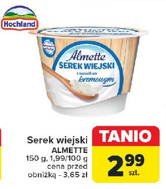 Serek wiejski z twrożkiem kremowym Hochland almette promocja w Carrefour Market