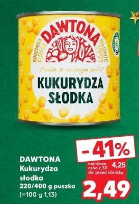 Kukurydza słodka Dawtona 220/400 g puszka promocja w Kaufland