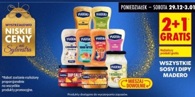 Sosy i dipy wszystkie rodzaje 2+1 GRATIS promocja w Biedronka