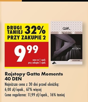 Rajstopy moments funkcyjne 40 den rozm. 2-6 Gatta promocja w Biedronka