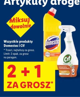 Wszystkie produkty Domestos i Cif 2+1 gratis promocja w Lidl