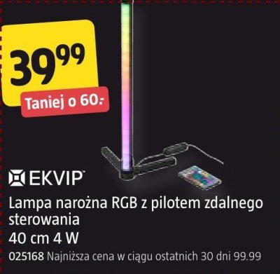 Lampa narożna RGB z pilotem zdalnego sterowania Ekvip 40 cm 4 W promocja w Jula