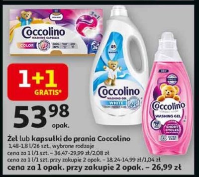 Żel lub kapsułki do prania Coccolino 1,48-1,8 l/26 szt., wybrane rodzaje promocja w Auchan