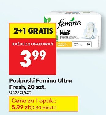 Podpaski Femina Ultra Fresh, 20 szt. promocja w Biedronka