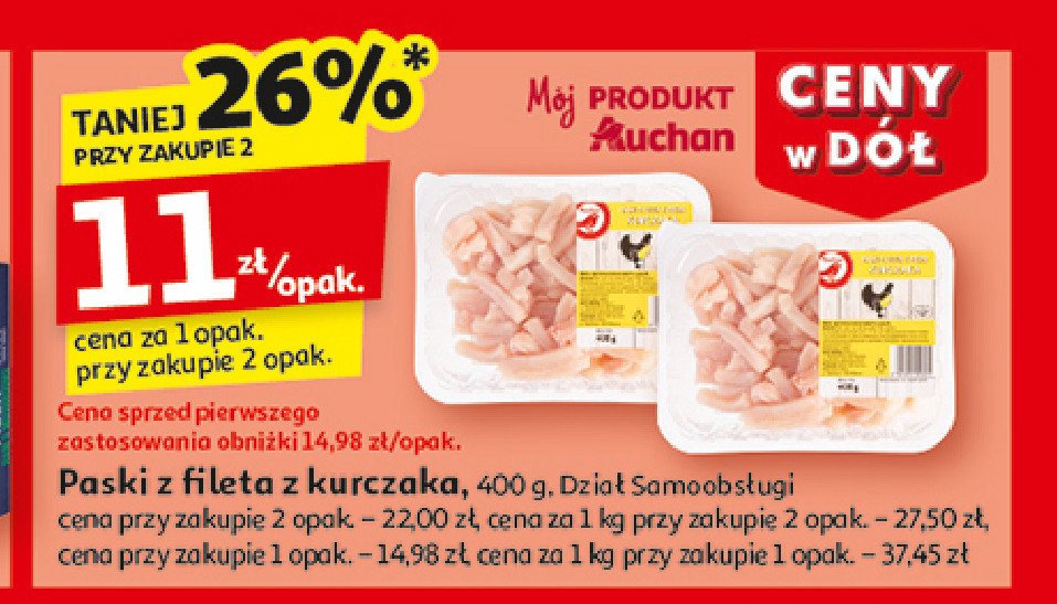 Filet z piersi kurczaka paski Auchan promocja