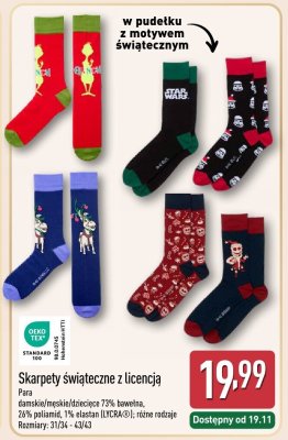 Skarpety świąteczne z licencją promocja w Aldi