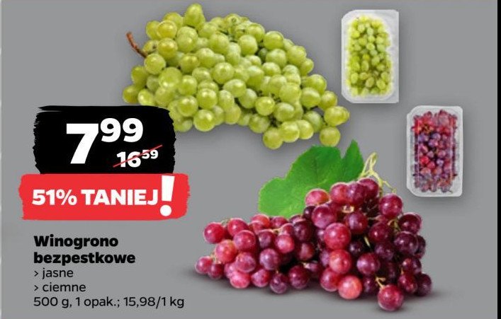 Winogrona jasne bezpestkowe promocja