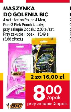 Maszynka do golenia pink Bic 3 pure lady promocja