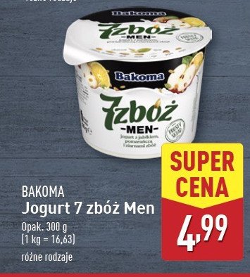 Jogurt jabłko-pomarańcza Bakoma 7 zbóż men promocja