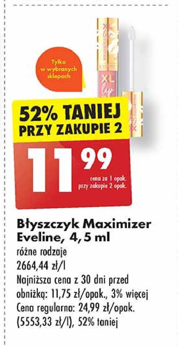 Błyszczyk do ust 04 majorca Eveline maximizer promocja