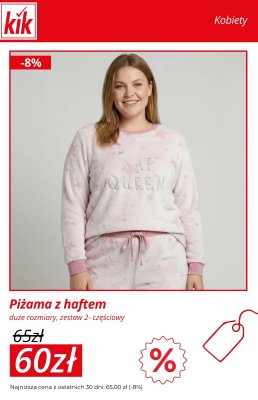 Piżama z haftem damska, zestaw 2-częściowy, duże rozmiary promocja w KiK