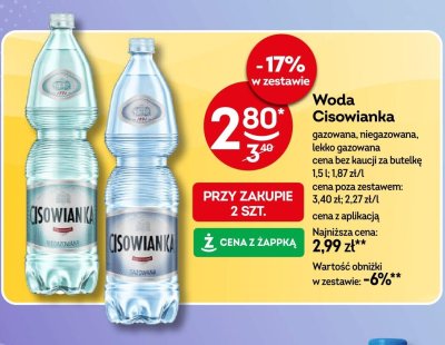 Woda Cisowianka gazowana, niegazowana, lekko gazowana promocja w Żabka