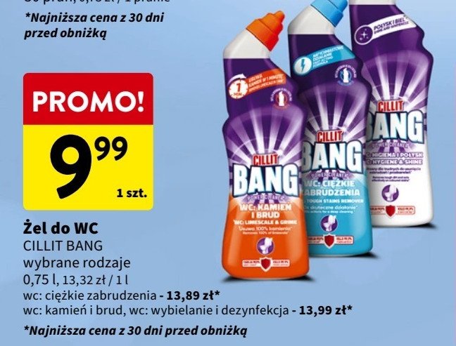 Żel do wc kamień i rdza Cillit bang 10x power actions promocja w Intermarche