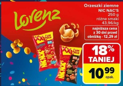 Orzeszki ziemne NIC NAC'S Lorenz różne smaki 250g promocja w Carrefour