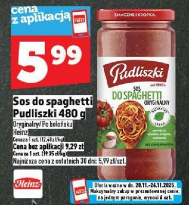 Sos do spaghetti Pudliszki 480 g promocja w TOPAZ