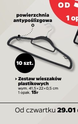 Zestaw wieszaków welurowych szary wym. 41.5×22 cm, 10 szt. promocja w Netto